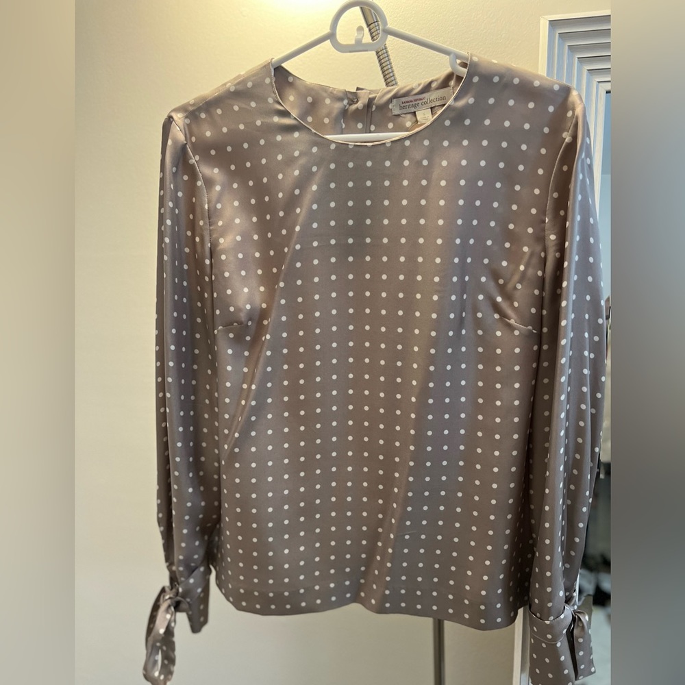 Banana Republic Heritage Collection 100% Silk Long Sleeve Polka Dot Blouse